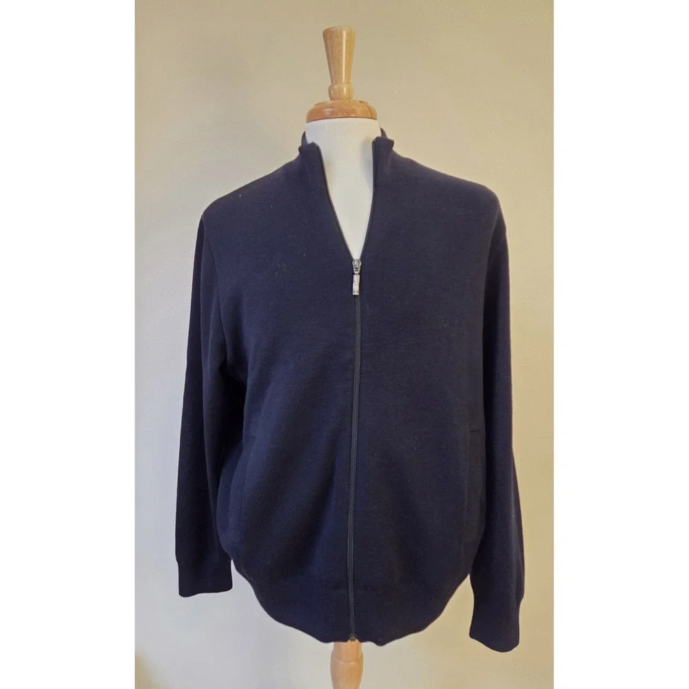 NWOT Saint James Depuis 1889 Full-Zip Wool Sweater Navy Sailor Stripe 46/XL